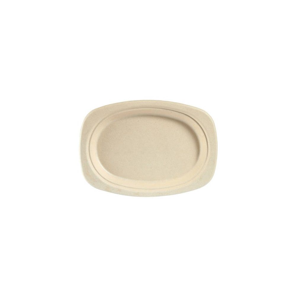Jednorazový tanier z cukrovej trstiny ovál, hnedý 22 cm 50 ks