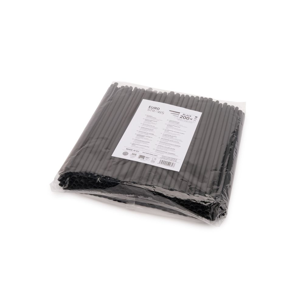 Slámka (bio-kompozit) černá `JUMBO` Ø8mm x 23cm [200 ks]