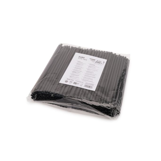 Slámka (bio-kompozit) černá `JUMBO` Ø8mm x 23cm [200 ks]