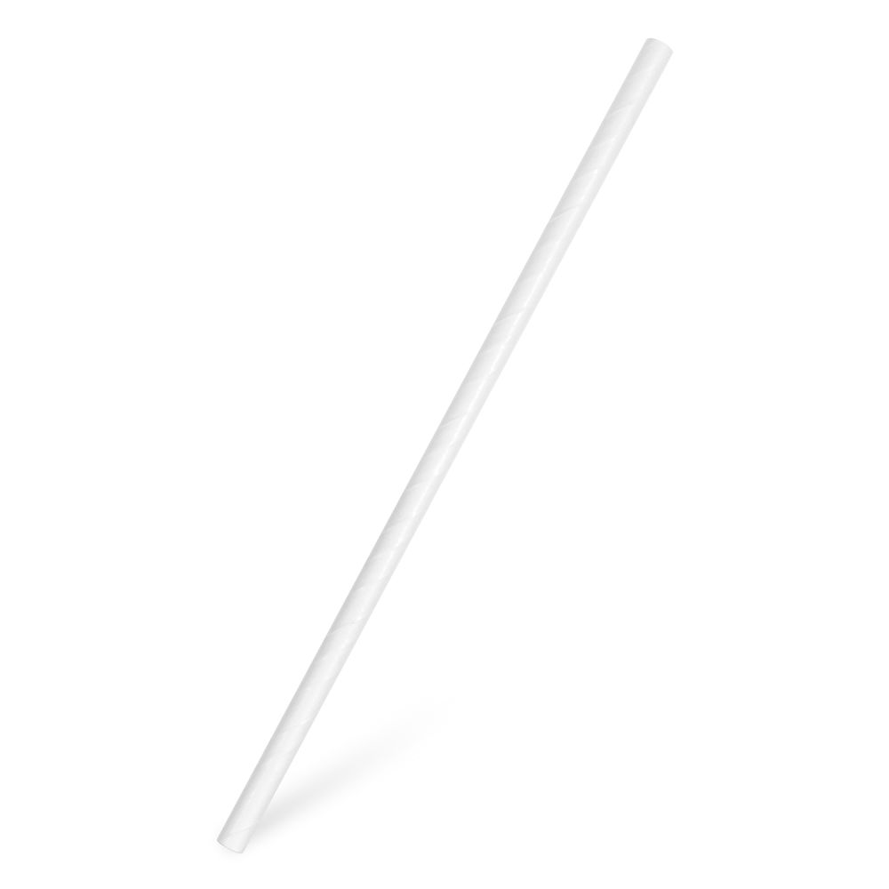 Slámka papírová bílá `JUMBO` Ø8mm x 25cm [100 ks]