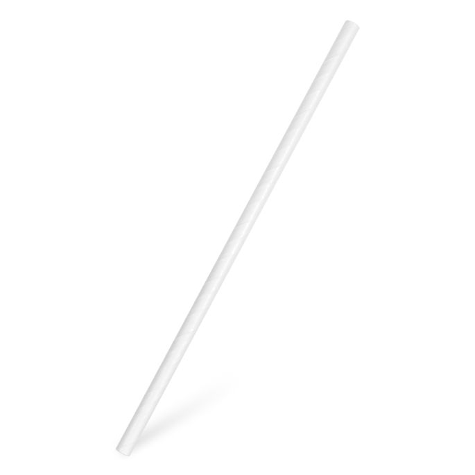 Slámka papírová bílá `JUMBO` Ø8mm x 25cm [100 ks]