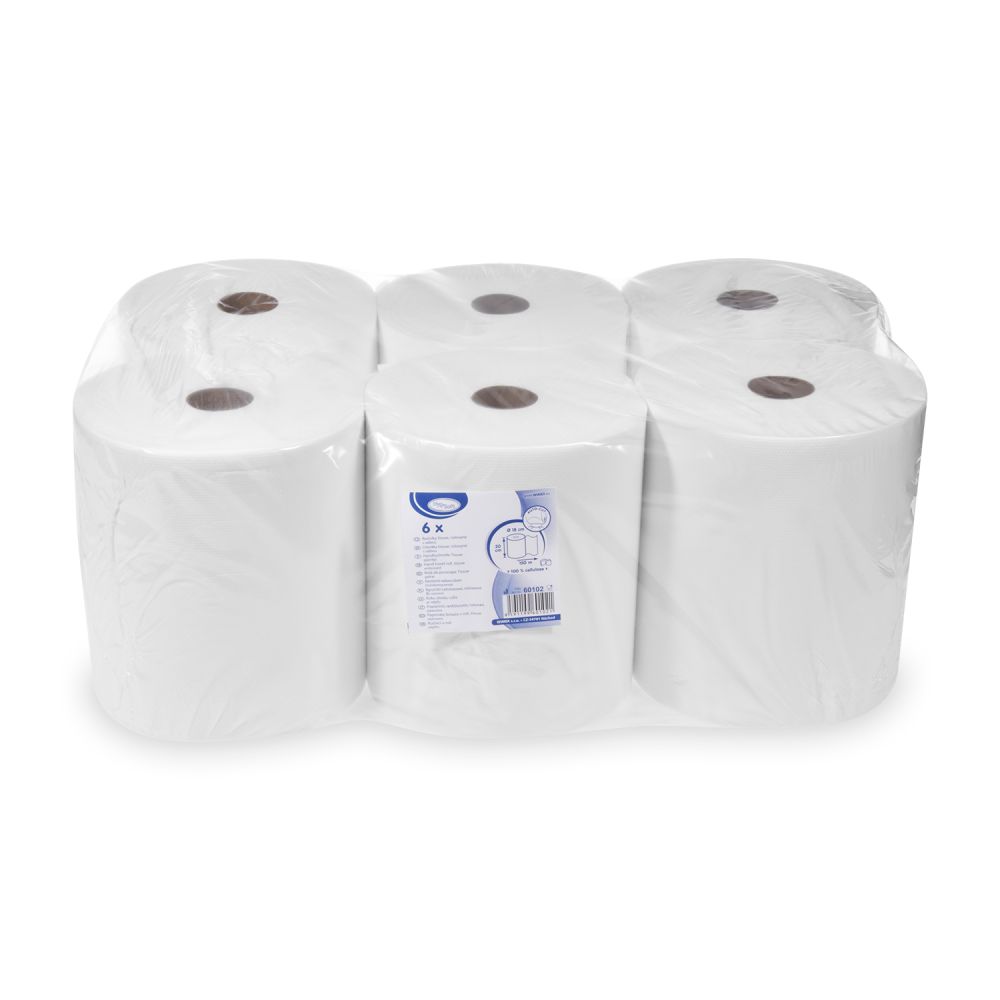 Papírové ručníky v roli bílé 2vrstvé bílé Ø19cm x 110m [6 ks]