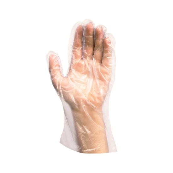 Jednorázové rukavice HDPE transparentní `L` v bloku [100 ks]