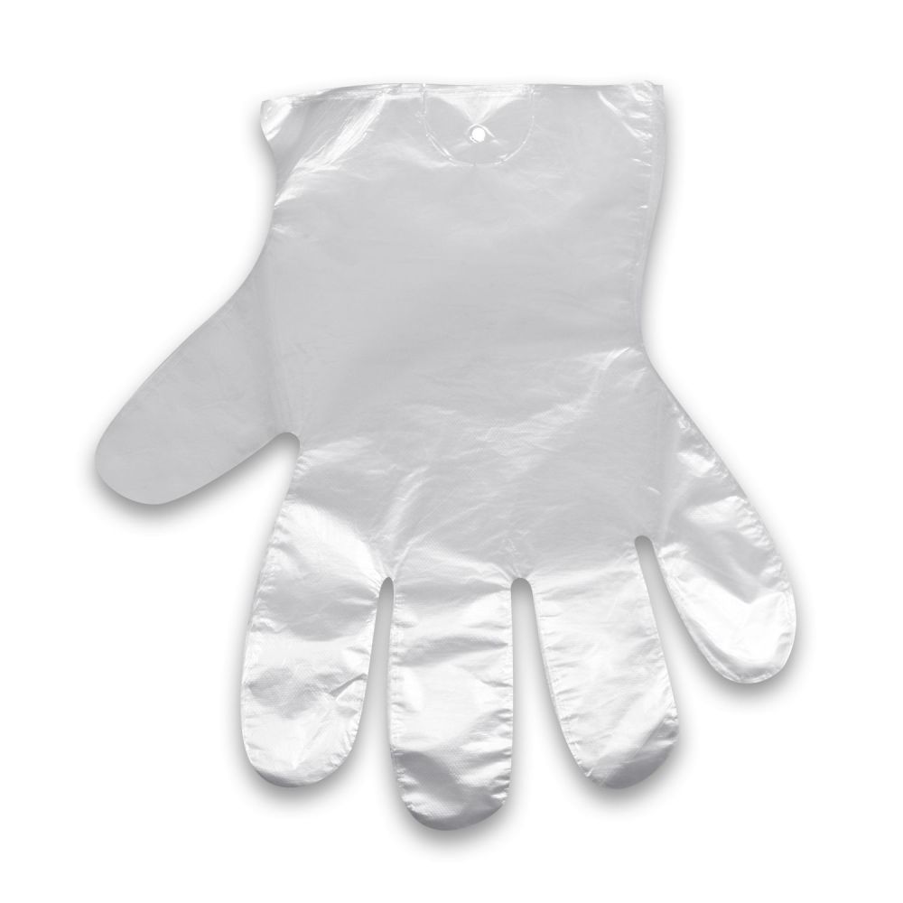 Jednorázové rukavice HDPE transparentní `L` v bloku [100 ks]