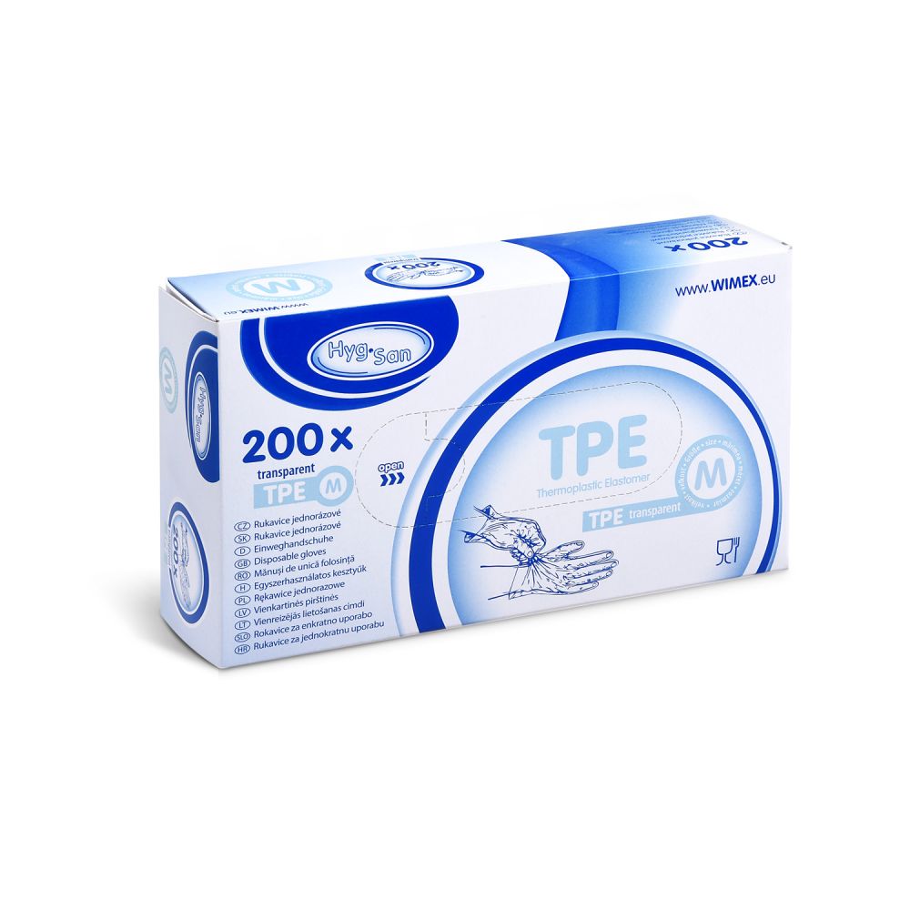 Jednorázové rukavice TPE transparentní `M` [200 ks]