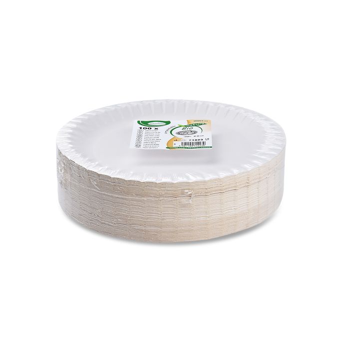 Papírový talíř bílý Ø23cm [100 ks]