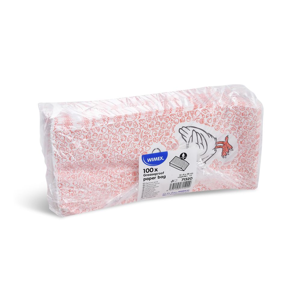Papírový sáček (PAP/PE) 2vrstvý nepromastitelný na kuře 13+8 x 28 cm `1/1` [100 ks]