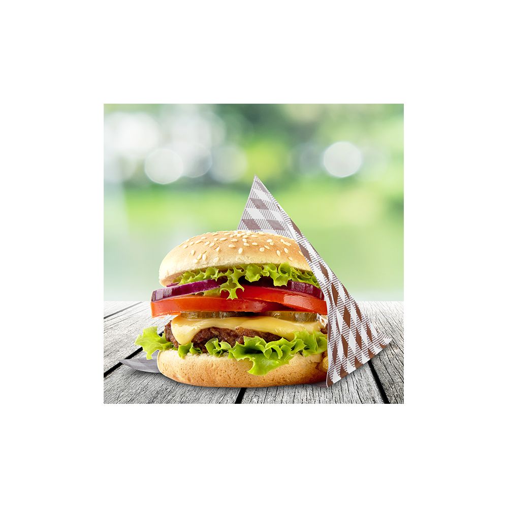 Papírový sáček Karo 14 x 14 cm na burger/kebap [500 ks]