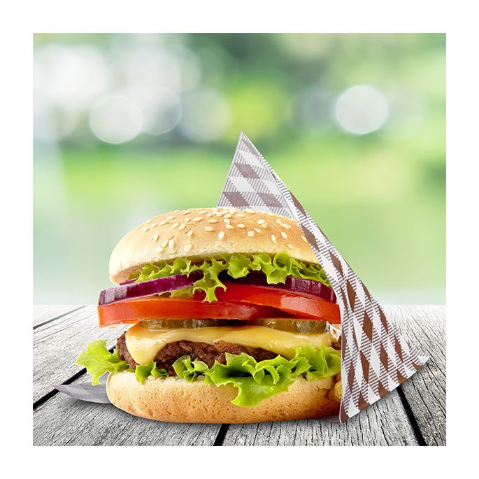 Papírový sáček Karo 14 x 14 cm na burger/kebap [500 ks]
