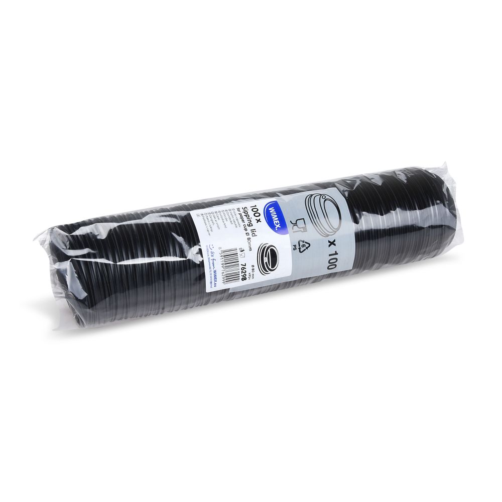 Víčko vypouklé (PS) černé pro kelímek Ø80mm [100 ks]
