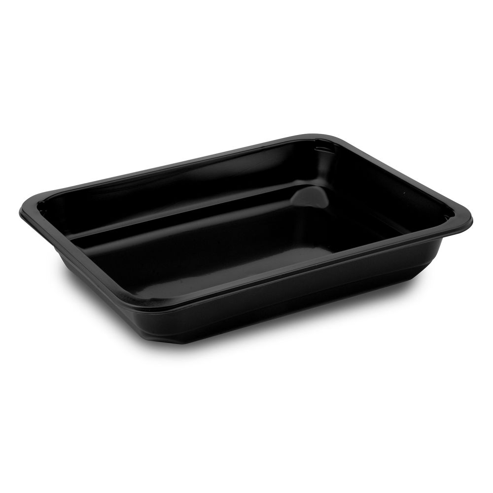 Menu mísa (PP) nedělená černá 227 x 178 x 40 mm 1100ml [50 ks]