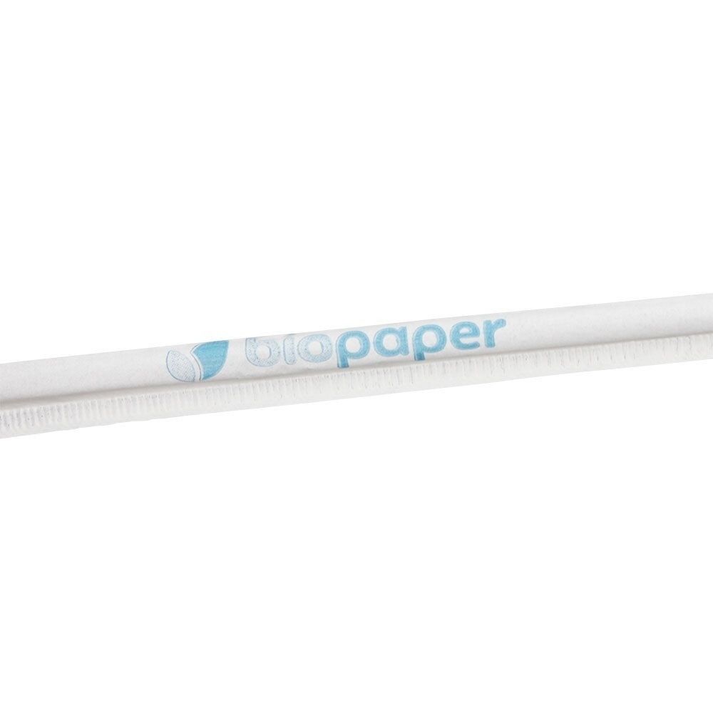 Papierové slamky na pitie 20 cm, Ø 0,5 cm, biele, jednotlivo balené, 250ks
