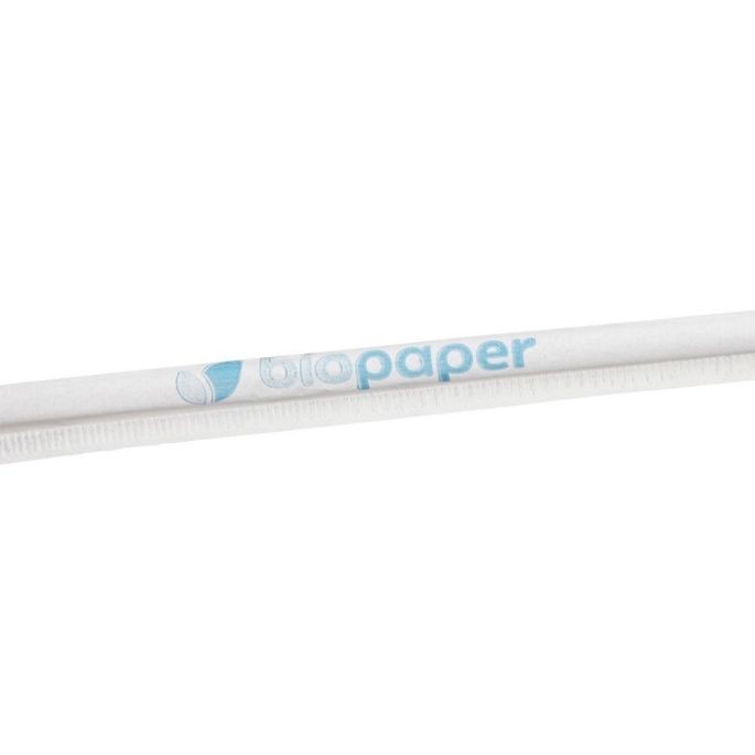 Papierové slamky na pitie 20 cm, Ø 0,5 cm, biele, jednotlivo balené, 250ks