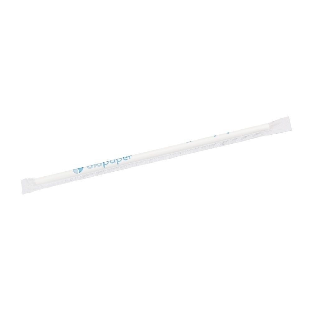 Papierové slamky na pitie 20 cm, Ø 0,5 cm, biele, jednotlivo balené, 250ks