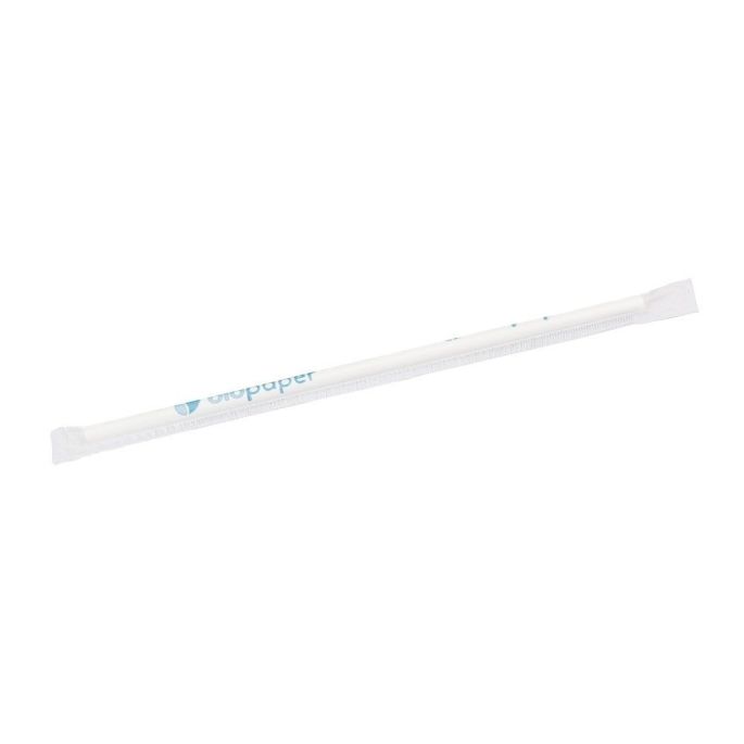 Papierové slamky na pitie 20 cm, Ø 0,5 cm, biele, jednotlivo balené, 250ks