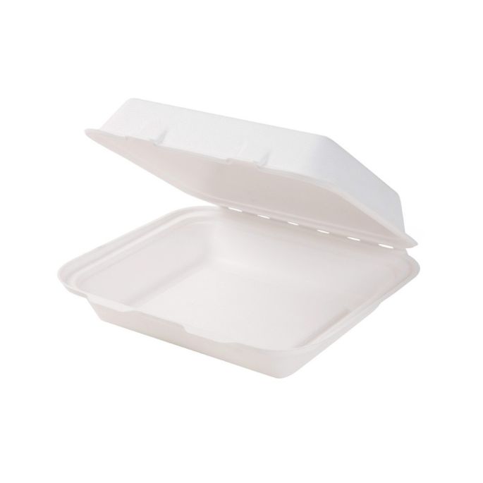 Gastro box z cukrovej trstiny 1 komorový, štvorcový tvar 22x18x7,5cm 50 ks