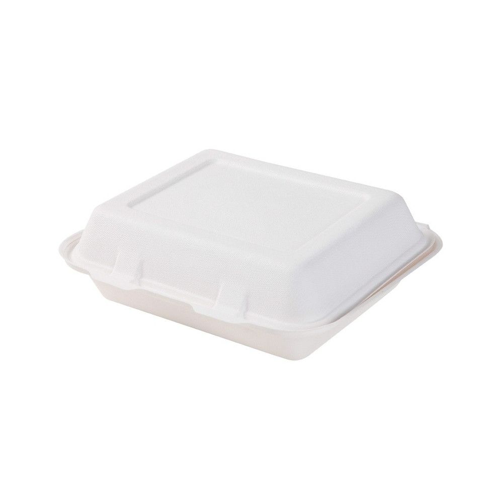 Gastro box z cukrovej trstiny 1 komorový, štvorcový tvar 22x18x7,5cm 50 ks
