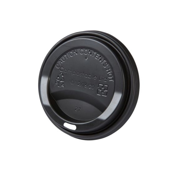 Bioplastové viečko na pohár O90 mm, čierne 300 ml 100 ks