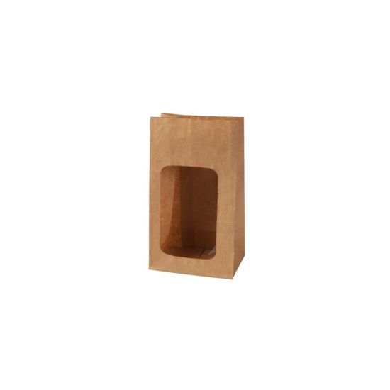 Papierové vrecko s okienkom  9,5 x 6 x 18 cm veľkosť S 500 ks