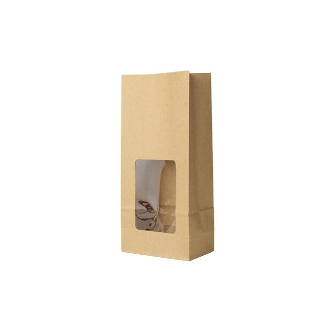 Papierové vrecko s okienkom 11 x 6 x 23,5 cm veľkosť M 500 ks