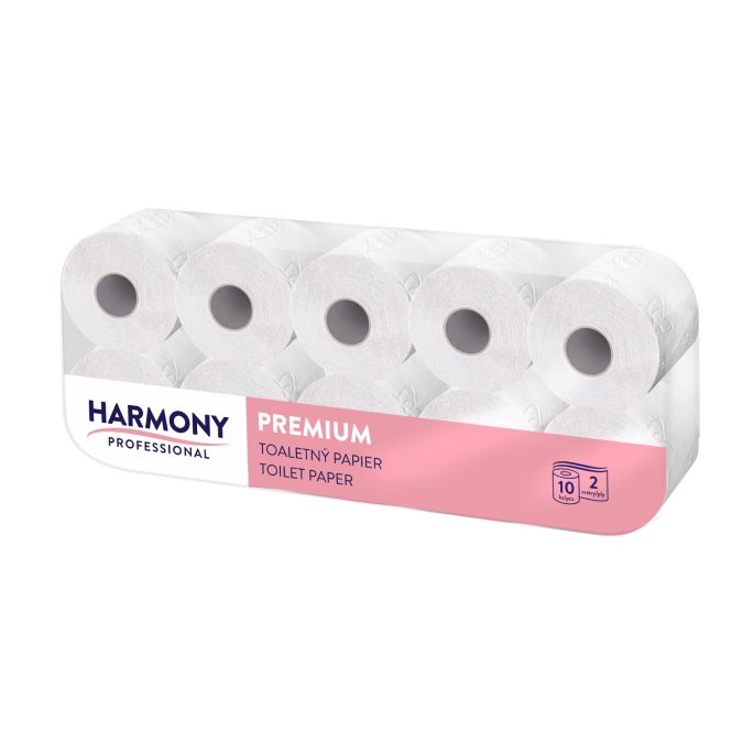 Dvouvrstvý toaletní papír Harmony Pro bílý Ø11cm 23m 200 útržků, 10ks