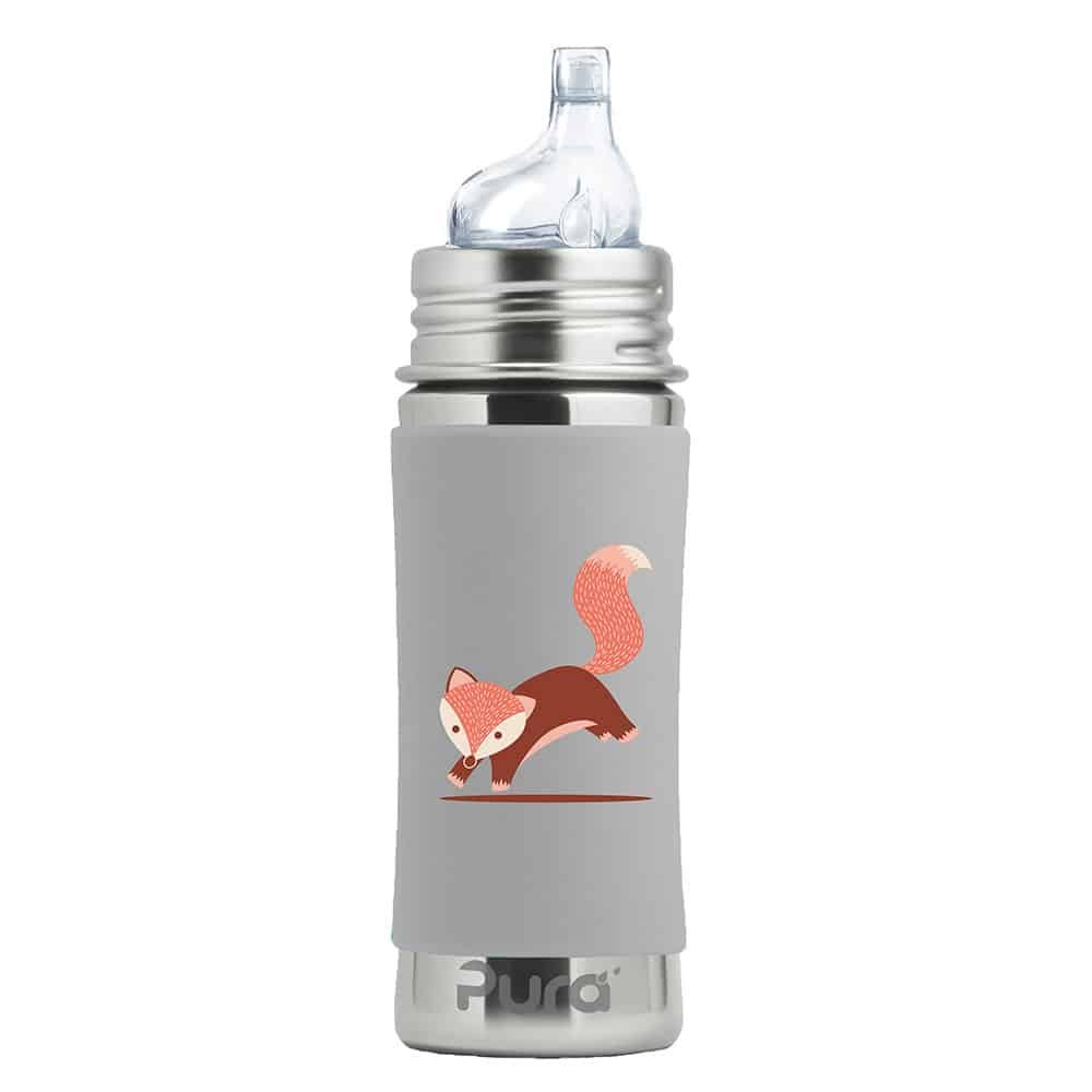 Pura® nerezová fľaša s náustkom 325ml - sivá