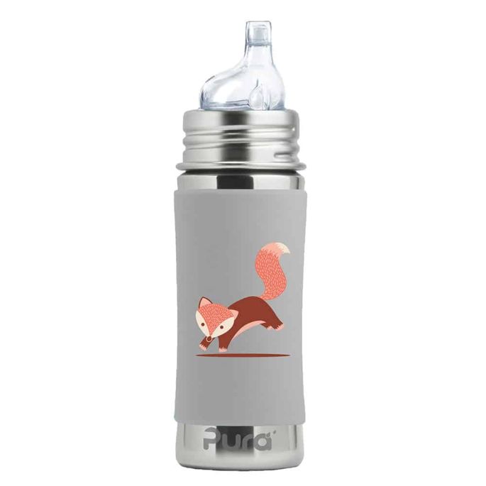 Pura® nerezová fľaša s náustkom 325ml - sivá