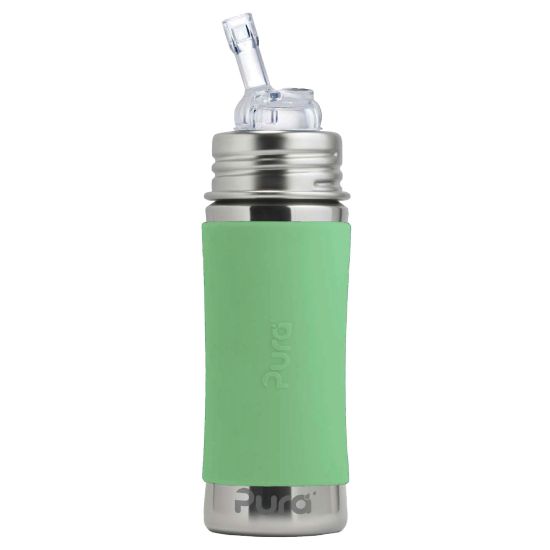 Pura® nerezová fľaša so slamkou 325ml - Moss