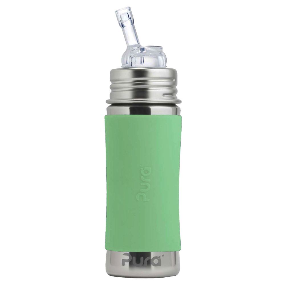 Pura® nerezová fľaša so slamkou 325ml - Moss