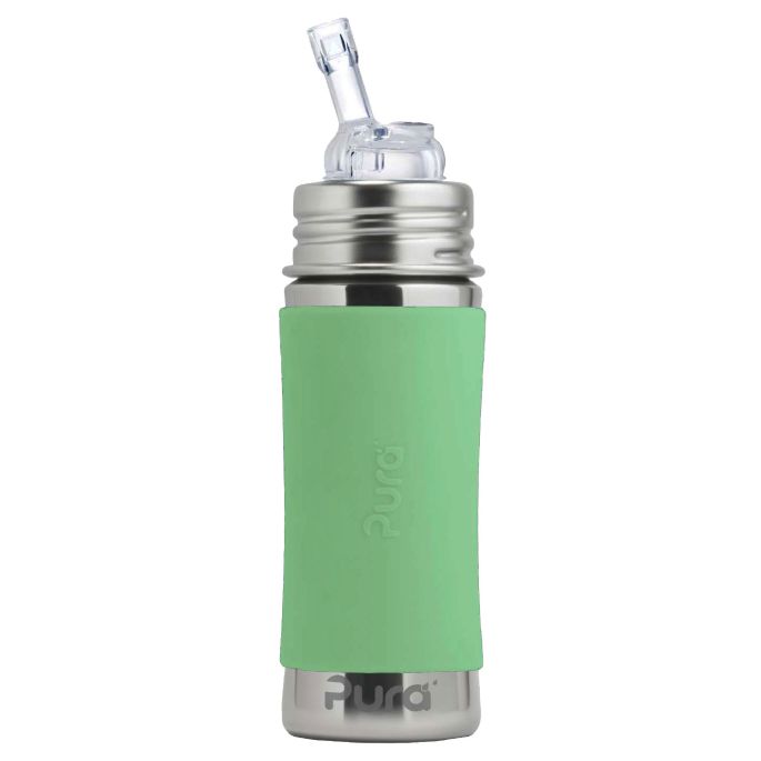 Pura® nerezová fľaša so slamkou 325ml - Moss