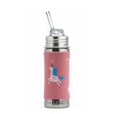 Pura® nerezová fľaša so slamkou 325ml - ružovo-biela