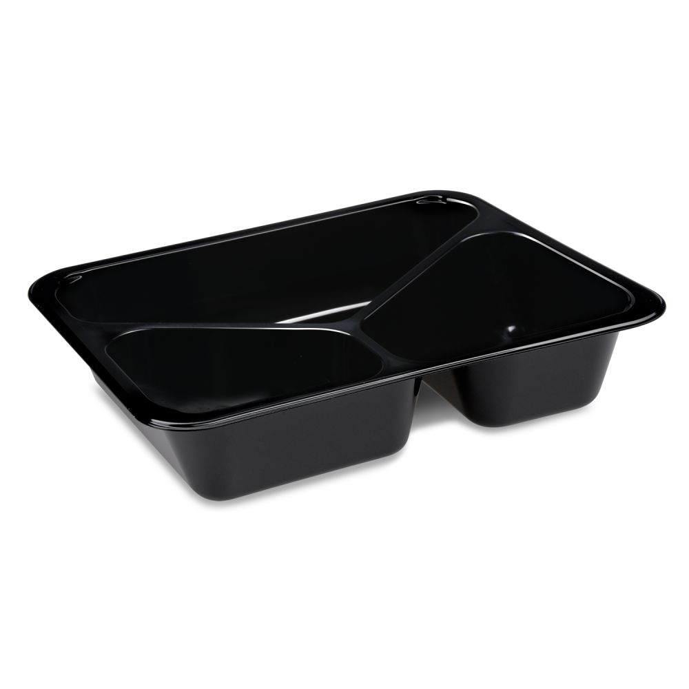 Menu mísa (PP) Foodyboxx extra-pevná 3dílná černá 227 x 178 x 49 mm [50 ks]