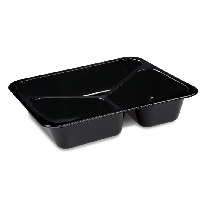 Menu mísa (PP) Foodyboxx extra-pevná 3dílná černá 227 x 178 x 49 mm [50 ks]