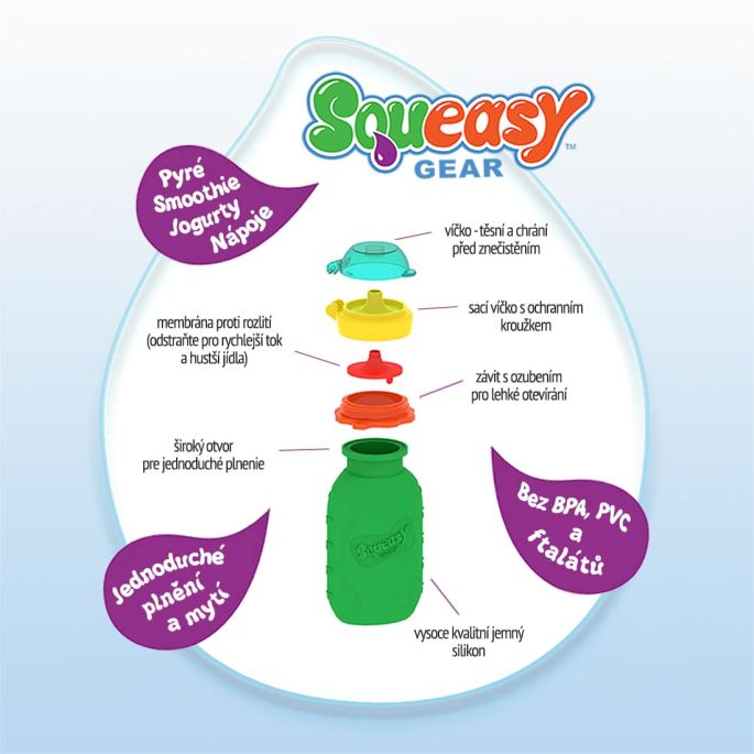 Squeasy Gear silikónová kapsička 480 ml - aqua