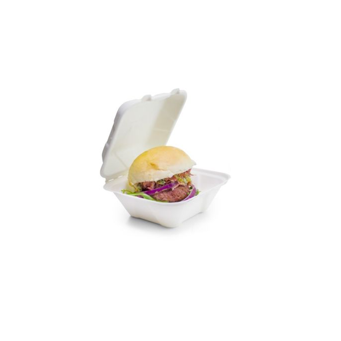 Gastro box z cukrovej trstiny na burger 17x17,2x8,3 cm 50 ks